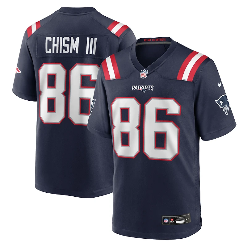 Men's Nike Efton Chism III  Navy New England Patriots Team Game Jersey