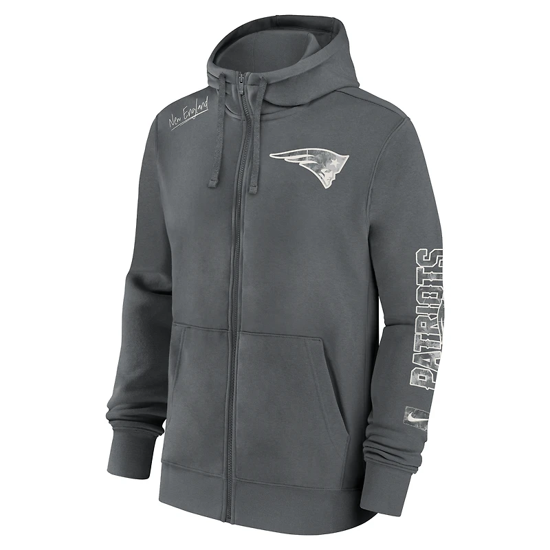 Men's Nike Gray New England Patriots Statement Full-Zip Hoodie
