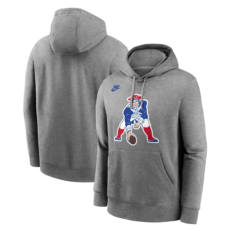 Sweat à capuche Nike gris chiné pour homme, New England Patriots, Patriot Pat Club