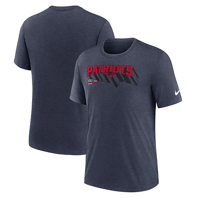 Men's Nike Heather Navy New England Patriots Long Pass Tri-Blend T-Shirt