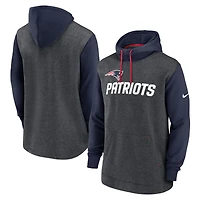 Chandail à capuchon Legacy Fan Gear des New England Patriots Nike pour homme, anthracite chiné/bleu marine