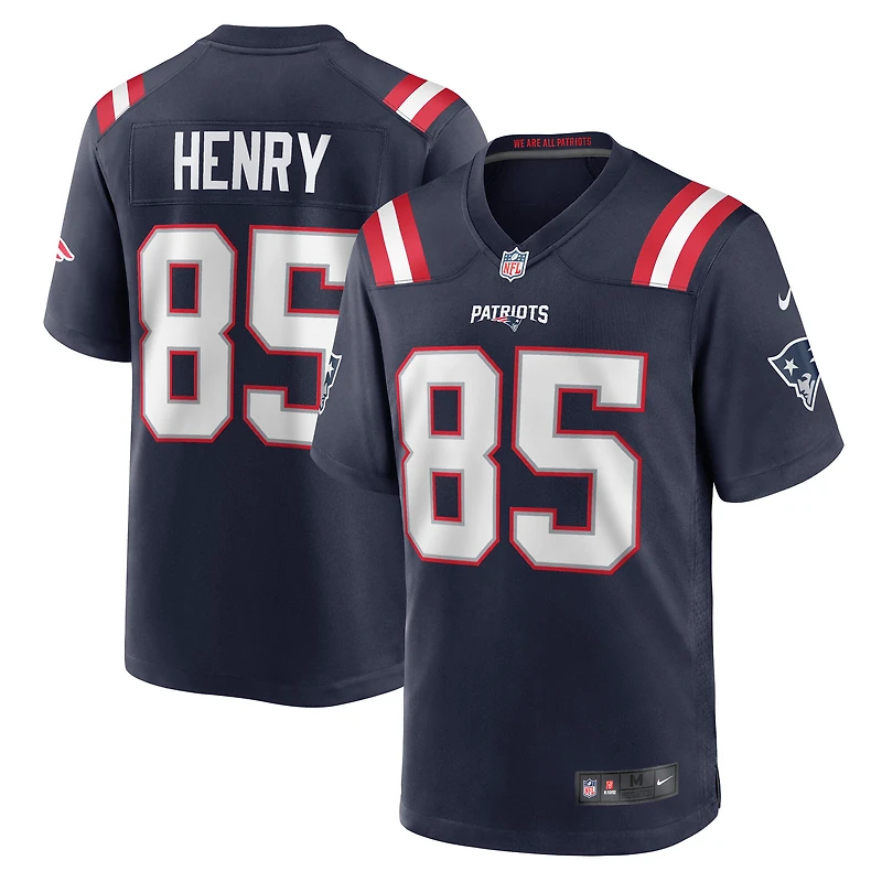 Maillot de match Nike Hunter Henry bleu marine des New England Patriots pour homme