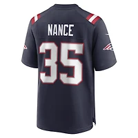 Maillot de joueur retraité Nike Jim Nance pour hommes, bleu marine, New England Patriots