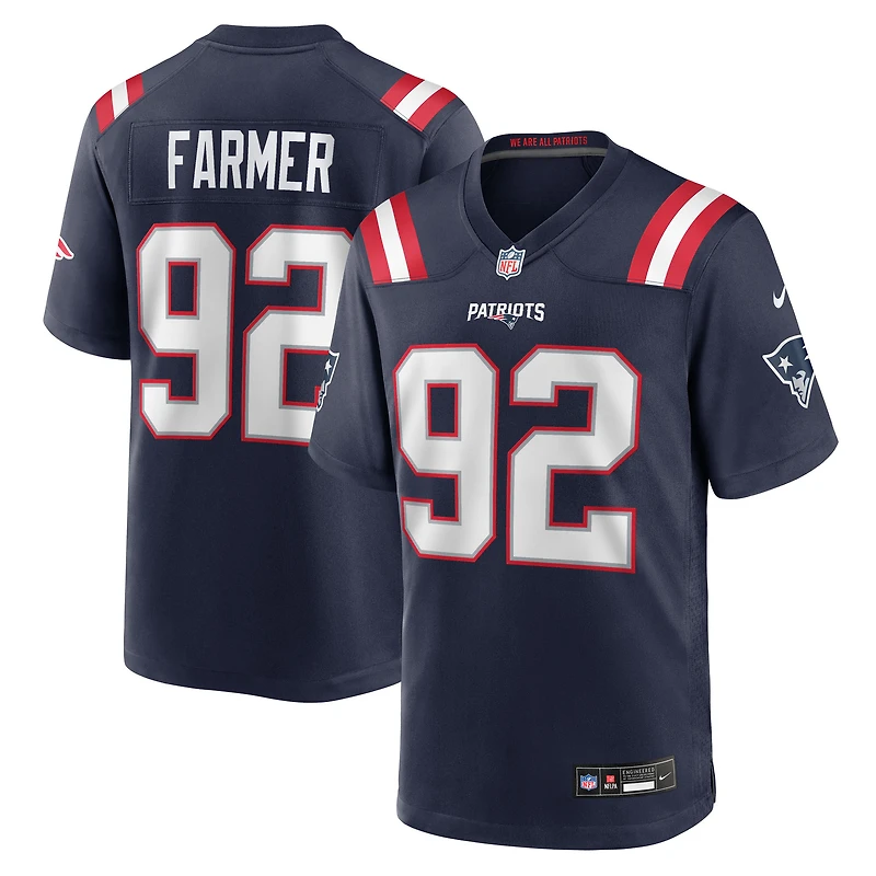 Maillot Nike Joshua Farmer bleu marine pour homme des New England Patriots