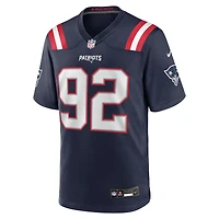 Maillot Nike Joshua Farmer bleu marine pour homme des New England Patriots
