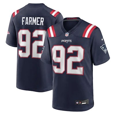 Men's Nike Joshua Farmer  Navy New England Patriots Team Game Jersey