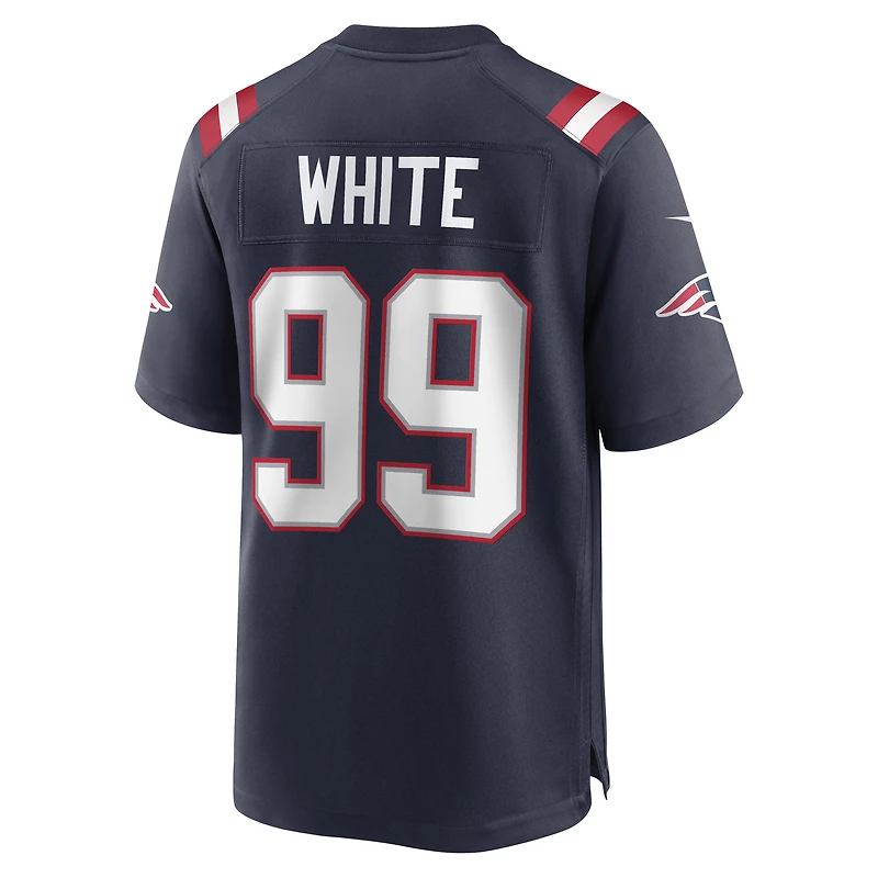 Men's Nike Keion White Navy New England Patriots  Game Jersey
