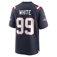 Men's Nike Keion White Navy New England Patriots  Game Jersey