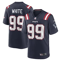 Men's Nike Keion White Navy New England Patriots  Game Jersey