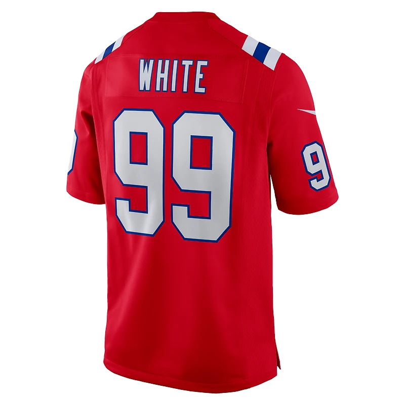 Maillot Nike Keion pour homme, blanc et rouge, des New England Patriots, match alternatif