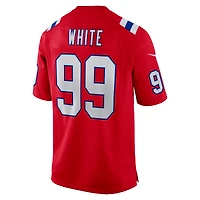 Maillot Nike Keion pour homme, blanc et rouge, des New England Patriots, match alternatif