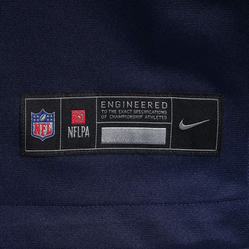 Maillot de joueur match Nike Marcus Jones des New England Patriots pour homme, bleu marine
