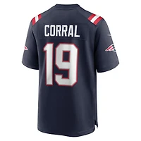Men's Nike Matt Corral  Navy New England Patriots Team Game Jersey