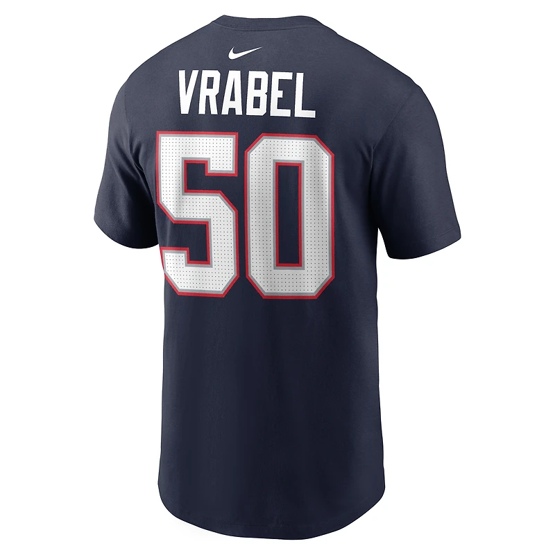 Men's Nike Mike Vrabel Navy New England Patriots Retired Name & Number T-Shirt
