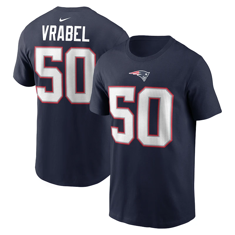 Men's Nike Mike Vrabel Navy New England Patriots Retired Name & Number T-Shirt