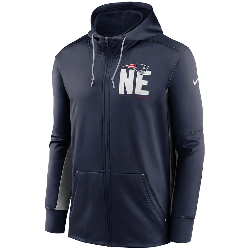 Men's Nike Navy/Gray New England Patriots Mascot Performance Full-Zip Hoodie