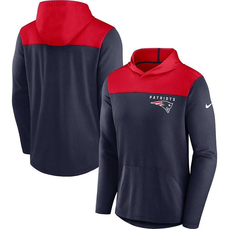 Sweat à capuche léger Nike New England Patriots bleu marine/rouge pour homme