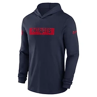Men's Nike Navy New England Patriots 2024/25 Sideline Performance Long Sleeve Hoodie T-Shirt