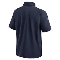 Men's Nike Navy New England Patriots 2024 Sideline Coach Short Sleeve Half-Zip Hoodie Jacket