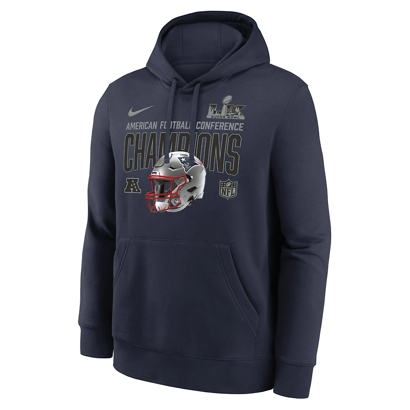 Men's Nike Navy New England Patriots 2025 AFC Champions Glory Shield Hoodie