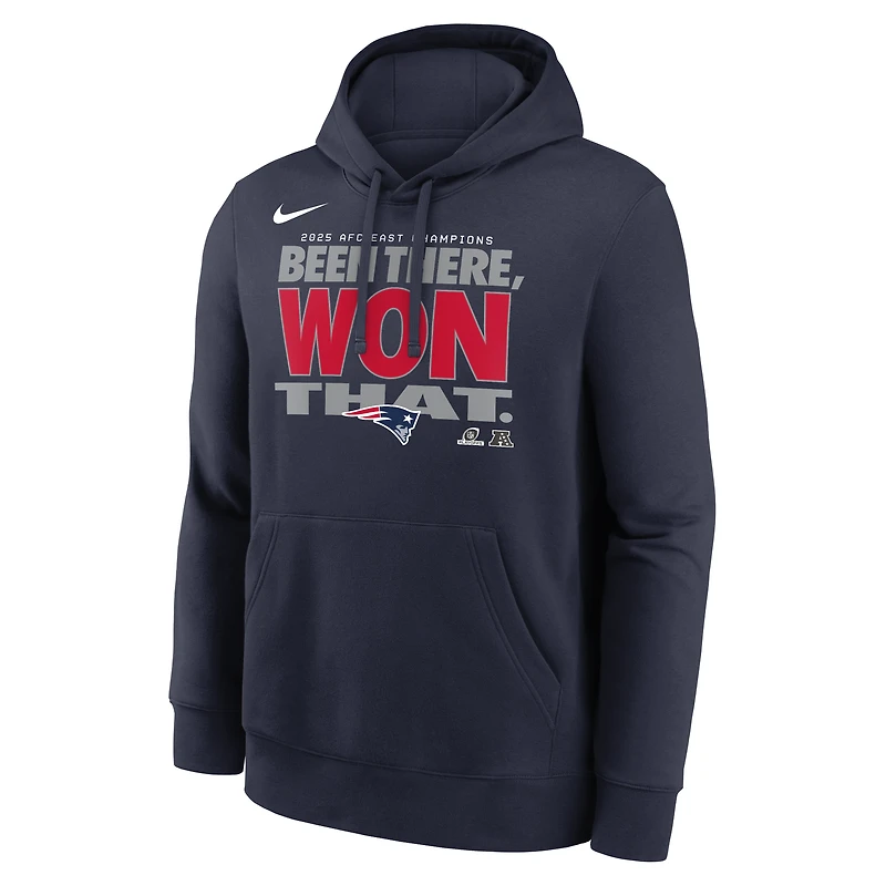 Men's Nike Navy New England Patriots 2025 AFC East Division Champions Locker Room Trophy Collection Hoodie
