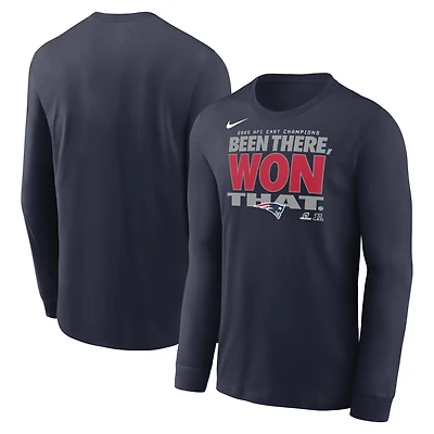 Men's Nike  Navy New England Patriots 2025 AFC East Division Champions Locker Room Trophy Collection Long Sleeve T-Shirt