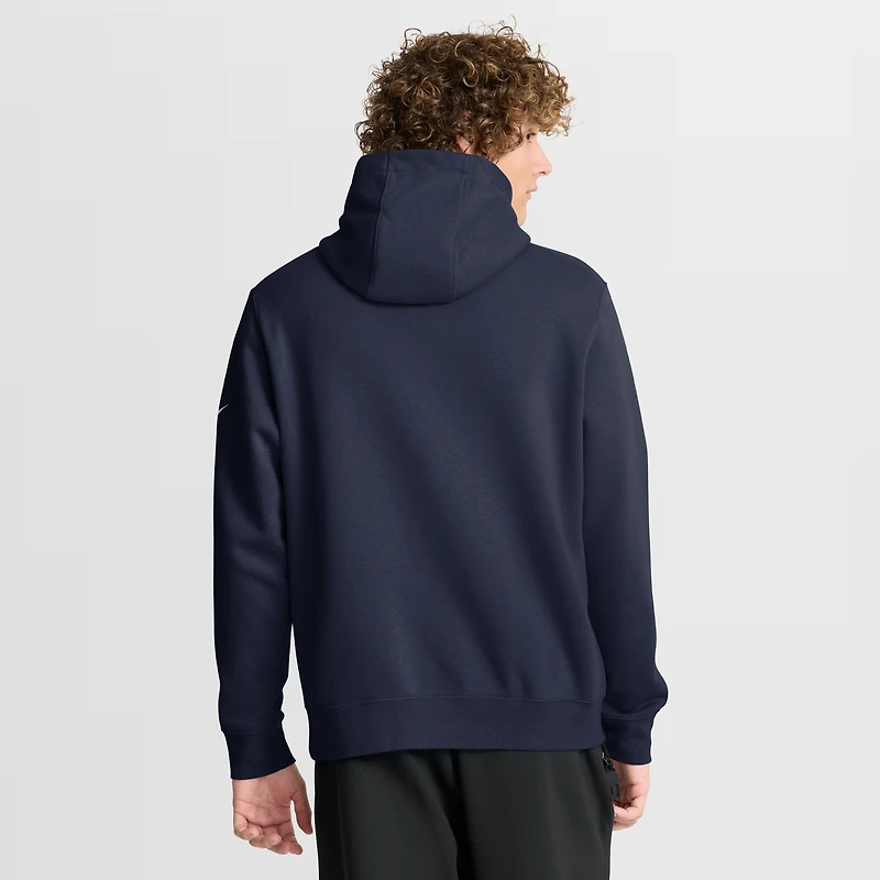 Sweat à capuche en molleton Nike bleu marine New England Patriots Busted Play Club pour homme