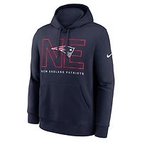 Men's Nike Navy New England Patriots Busted Play Club Fleece Pullover Hoodie