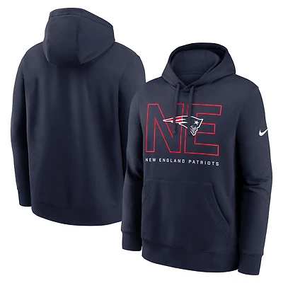 Men's Nike Navy New England Patriots Busted Play Club Fleece Pullover Hoodie