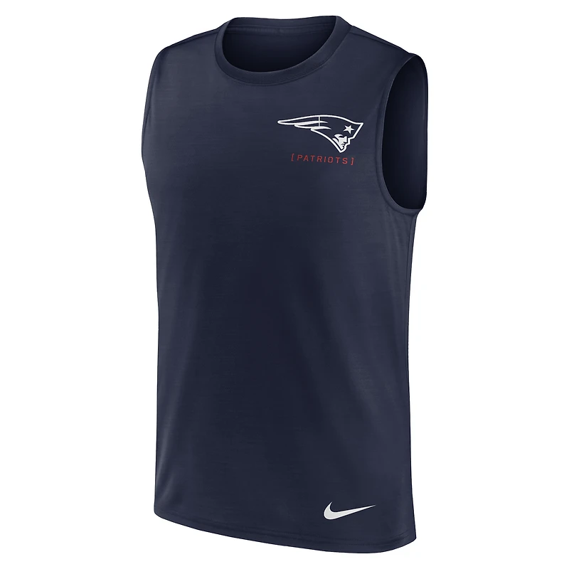 Men's Nike Navy New England Patriots Large Logo Dri-FIT Muscle Tank Top