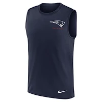 Débardeur musclé à grand logo Nike pour hommes, bleu marine, New England Patriots