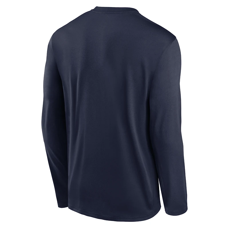 T-shirt Nike bleu marine New England Patriots Primetime Legend Icon Performance à manches longues pour homme