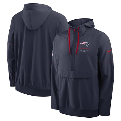 Men's Nike Navy New England Patriots Sideline Anorak Half-Zip Hooded Jacket