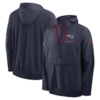 Men's Nike Navy New England Patriots Sideline Anorak Half-Zip Hooded Jacket