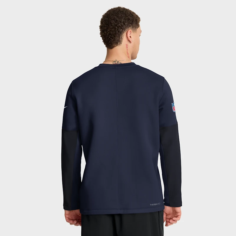 Men's Nike Navy New England Patriots Sideline Coach Therma-FIT Long Sleeve T-Shirt