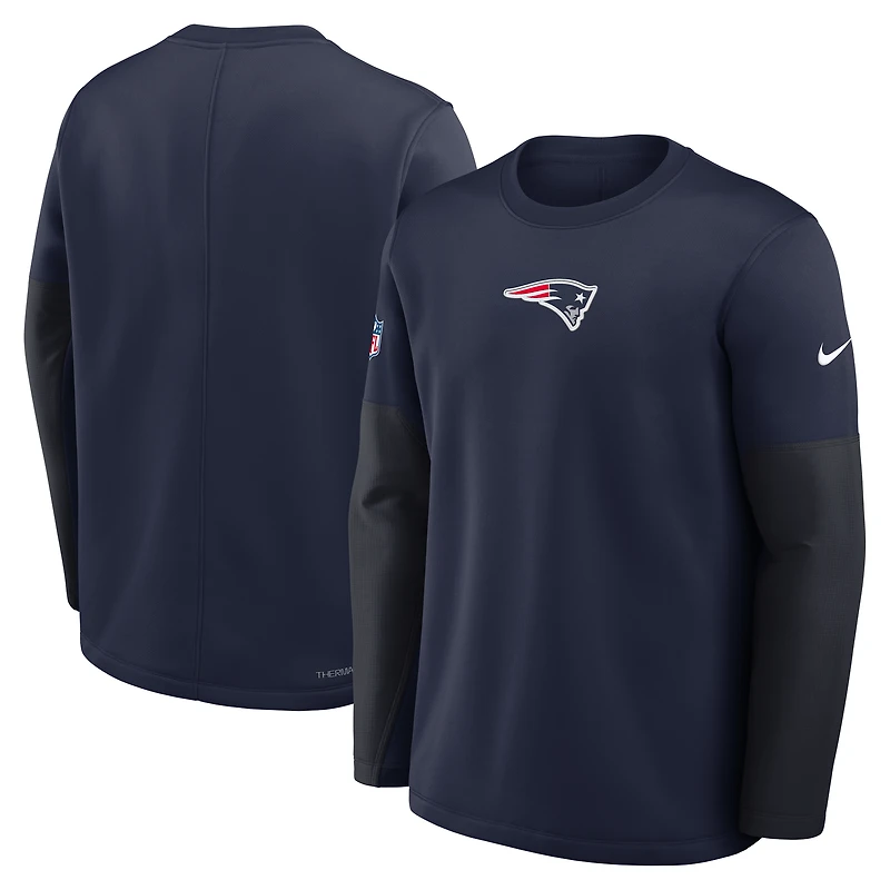 Men's Nike Navy New England Patriots Sideline Coach Therma-FIT Long Sleeve T-Shirt