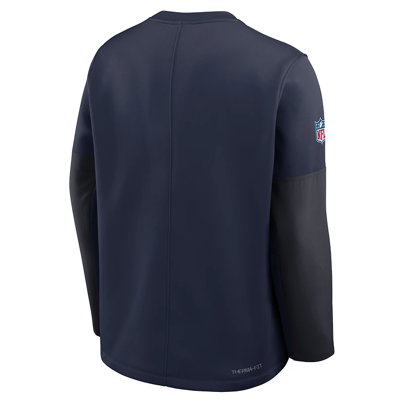 Men's Nike Navy New England Patriots Sideline Coach Therma-FIT Long Sleeve T-Shirt