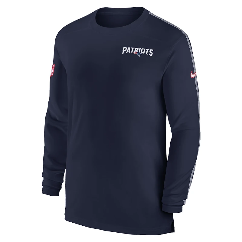 Men's Nike Navy New England Patriots Sideline Coach UV Performance Long Sleeve T-Shirt