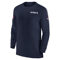 Men's Nike Navy New England Patriots Sideline Coach UV Performance Long Sleeve T-Shirt