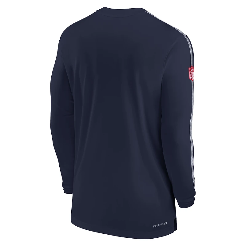 Men's Nike Navy New England Patriots Sideline Coach UV Performance Long Sleeve T-Shirt