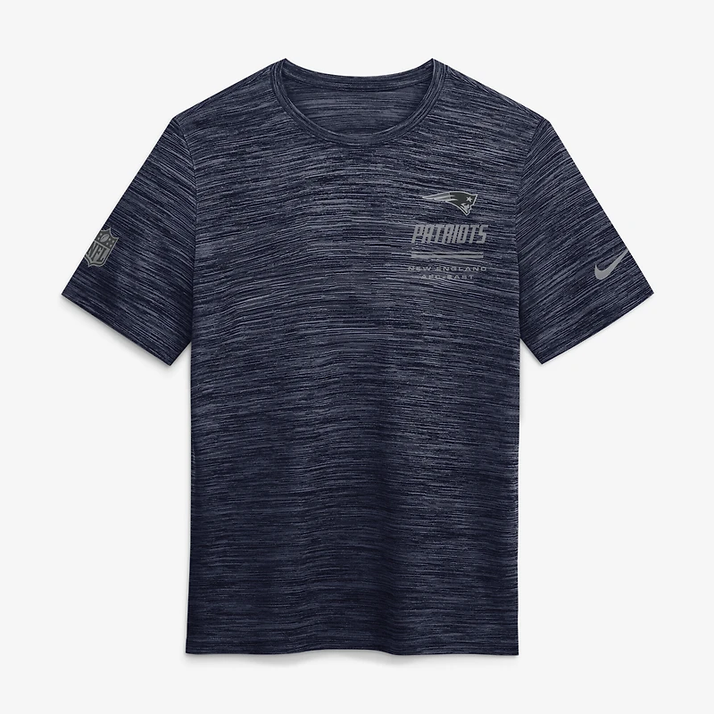 T-shirt Nike pour homme, bleu marine, New England Patriots Sideline Double Covered Dri-FIT Velocity