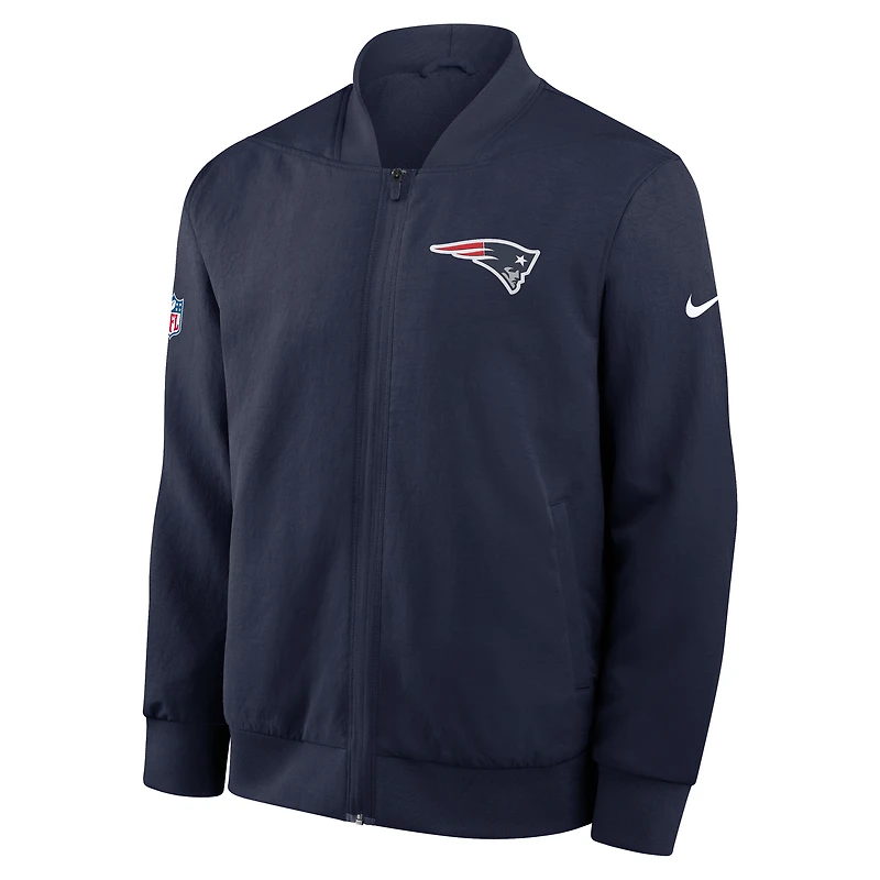 Men's Nike Navy New England Patriots Sideline Full-Zip Bomber Jacket