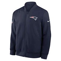 Men's Nike Navy New England Patriots Sideline Full-Zip Bomber Jacket