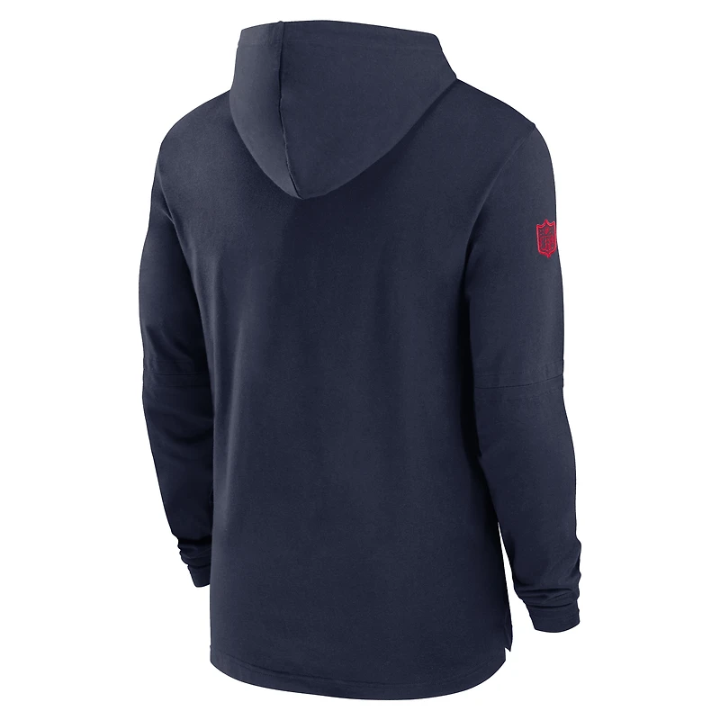 Men's Nike Navy New England Patriots Sideline Hoodie Performance Long Sleeve T-Shirt