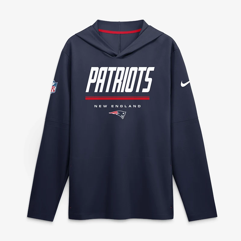 Men's Nike  Navy New England Patriots Sideline Lightweight Long Sleeve Hooded Dri-FIT Top
