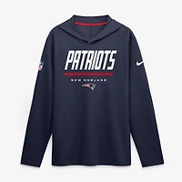 Men's Nike  Navy New England Patriots Sideline Lightweight Long Sleeve Hooded Dri-FIT Top