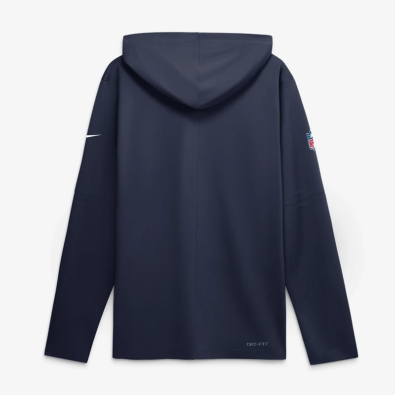 Men's Nike  Navy New England Patriots Sideline Lightweight Long Sleeve Hooded Dri-FIT Top