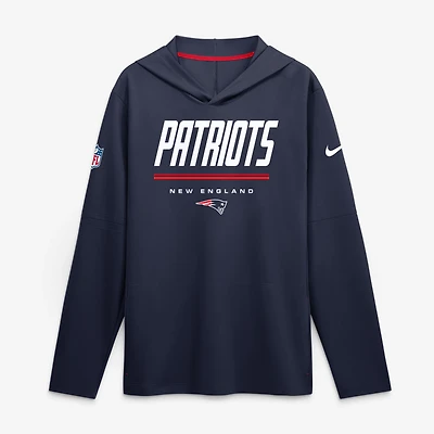 Men's Nike  Navy New England Patriots Sideline Lightweight Long Sleeve Hooded Dri-FIT Top