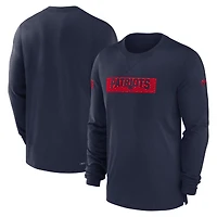 Men's Nike Navy New England Patriots Sideline Player Performance Long Sleeve T-Shirt