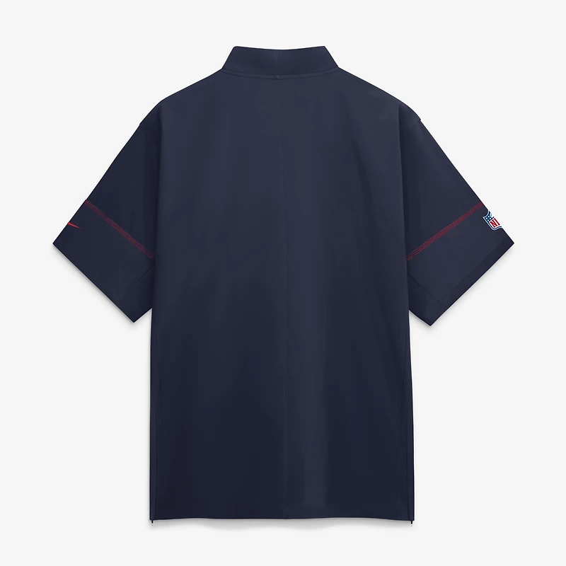 Men's Nike Navy New England Patriots Sideline Short Sleeve Quarter-Zip Coaches Jacket